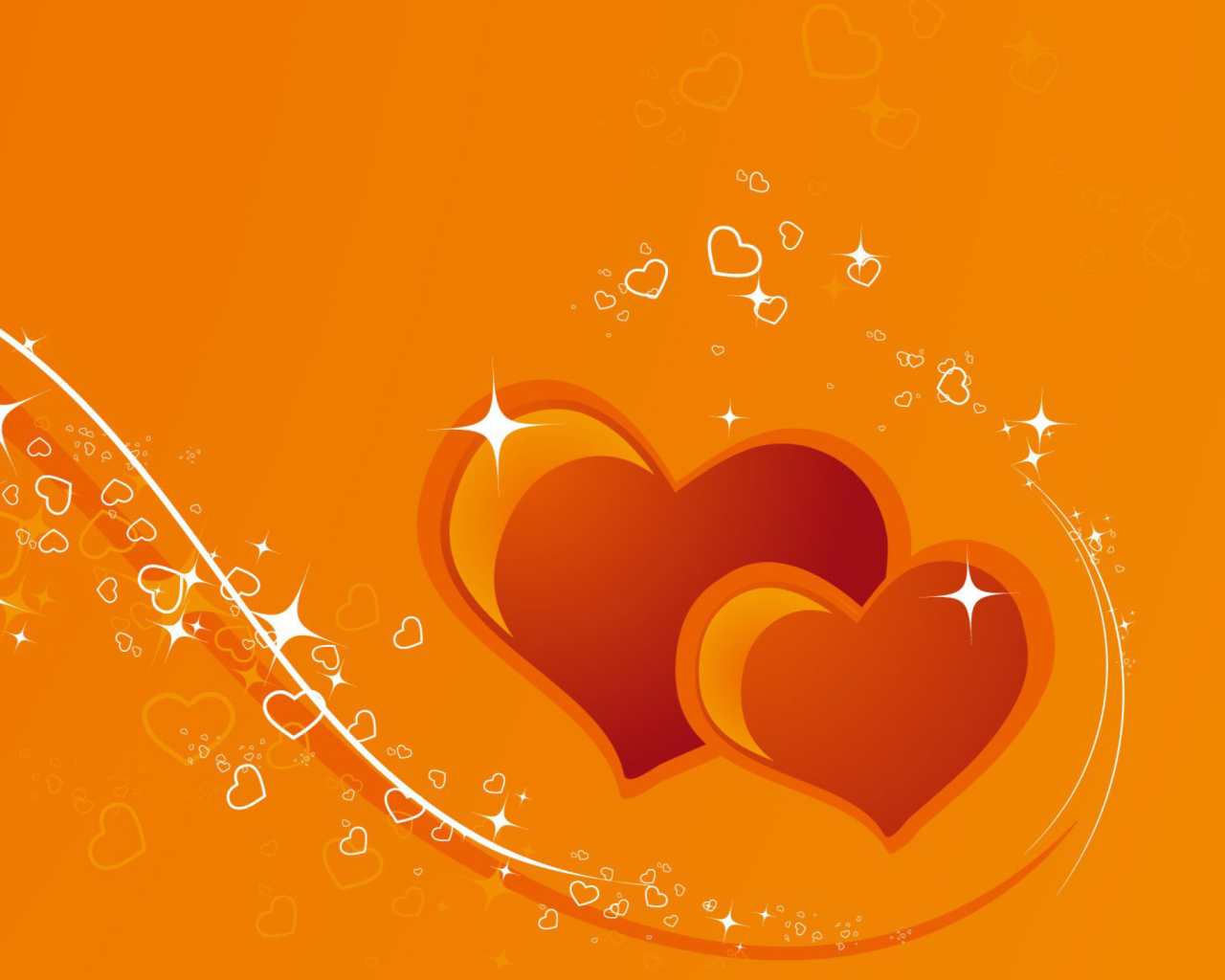 Das Orange Hearts Wallpaper 1280x1024