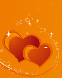 Fondo de pantalla Orange Hearts 128x160