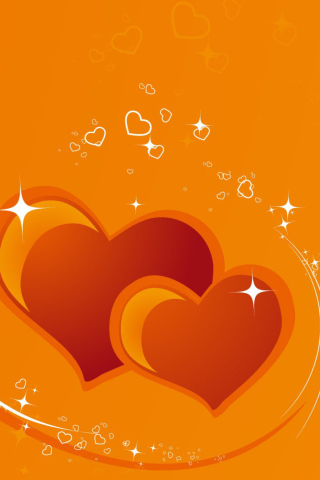 Das Orange Hearts Wallpaper 320x480