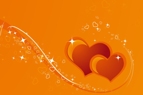 Das Orange Hearts Wallpaper 480x320