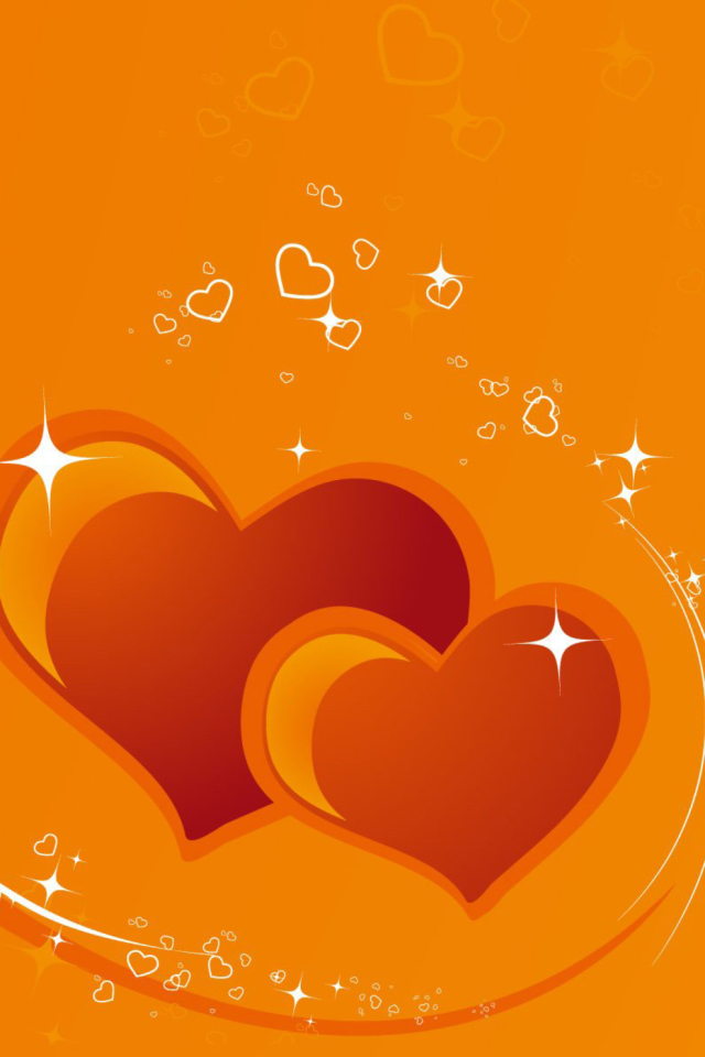 Fondo de pantalla Orange Hearts 640x960