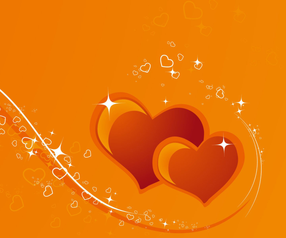 Das Orange Hearts Wallpaper 960x800