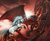 Unicorn And Dragon wallpaper 176x144