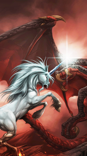 Das Unicorn And Dragon Wallpaper 360x640