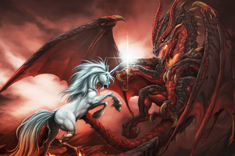 Das Unicorn And Dragon Wallpaper 480x320