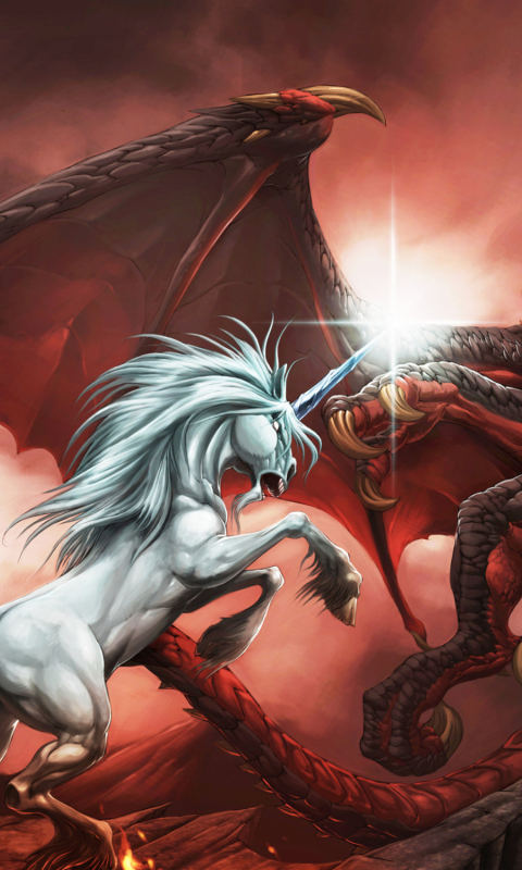 Fondo de pantalla Unicorn And Dragon 480x800