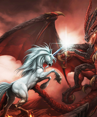 Unicorn And Dragon - Obrázkek zdarma pro 240x400