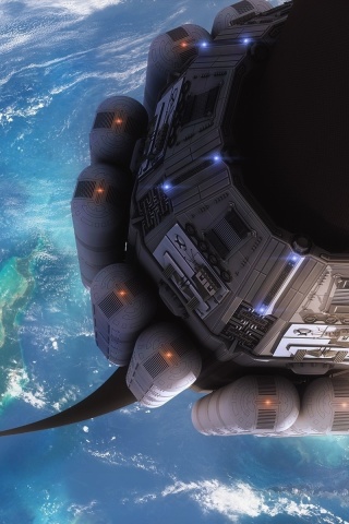 Technological lift to space wallpaper 320x480