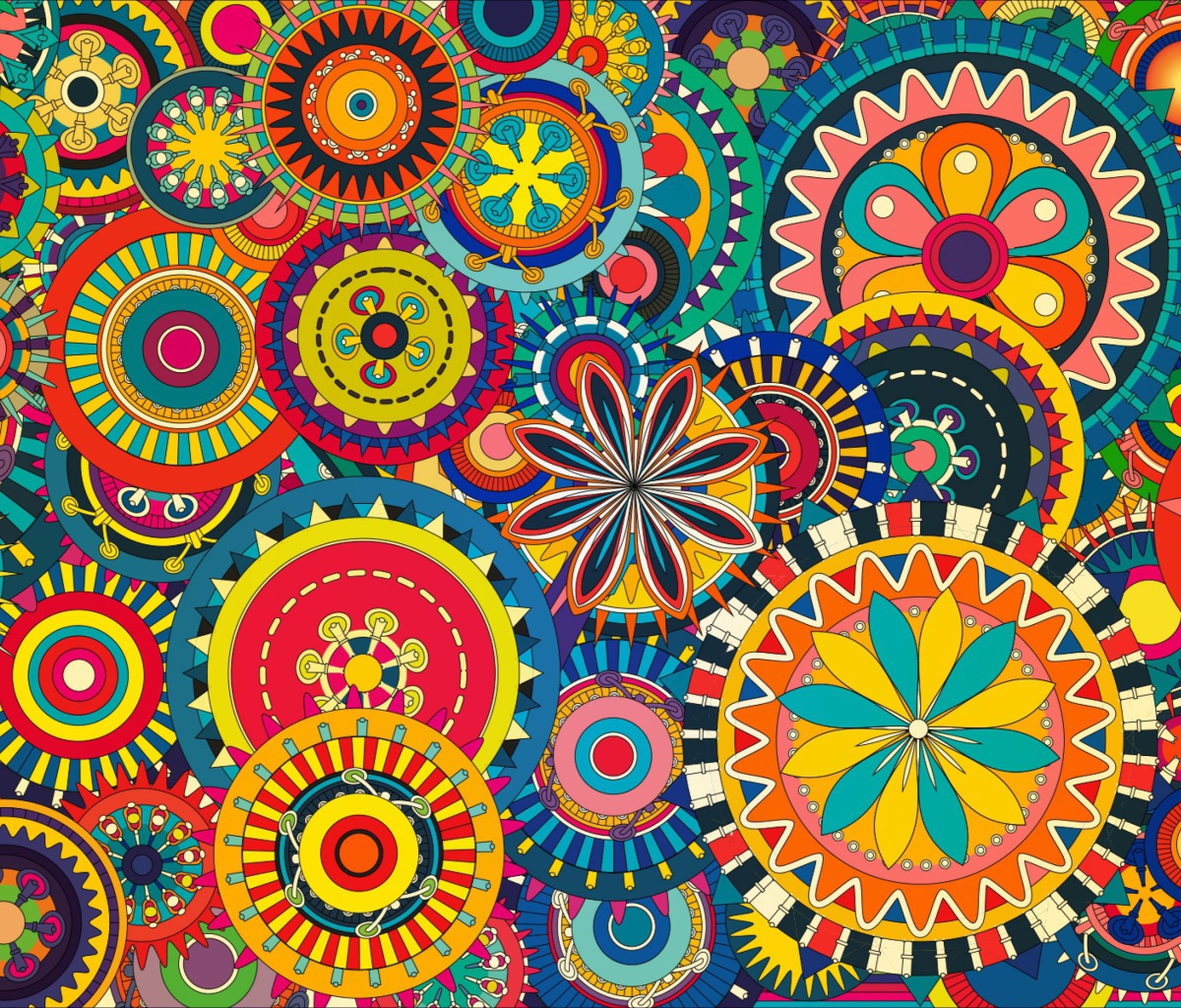Das Colorful Floral Shapes Wallpaper 1200x1024