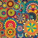 Обои Colorful Floral Shapes 128x128
