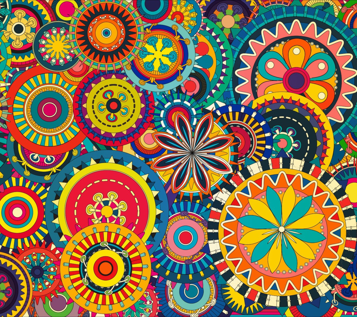 Das Colorful Floral Shapes Wallpaper 1440x1280