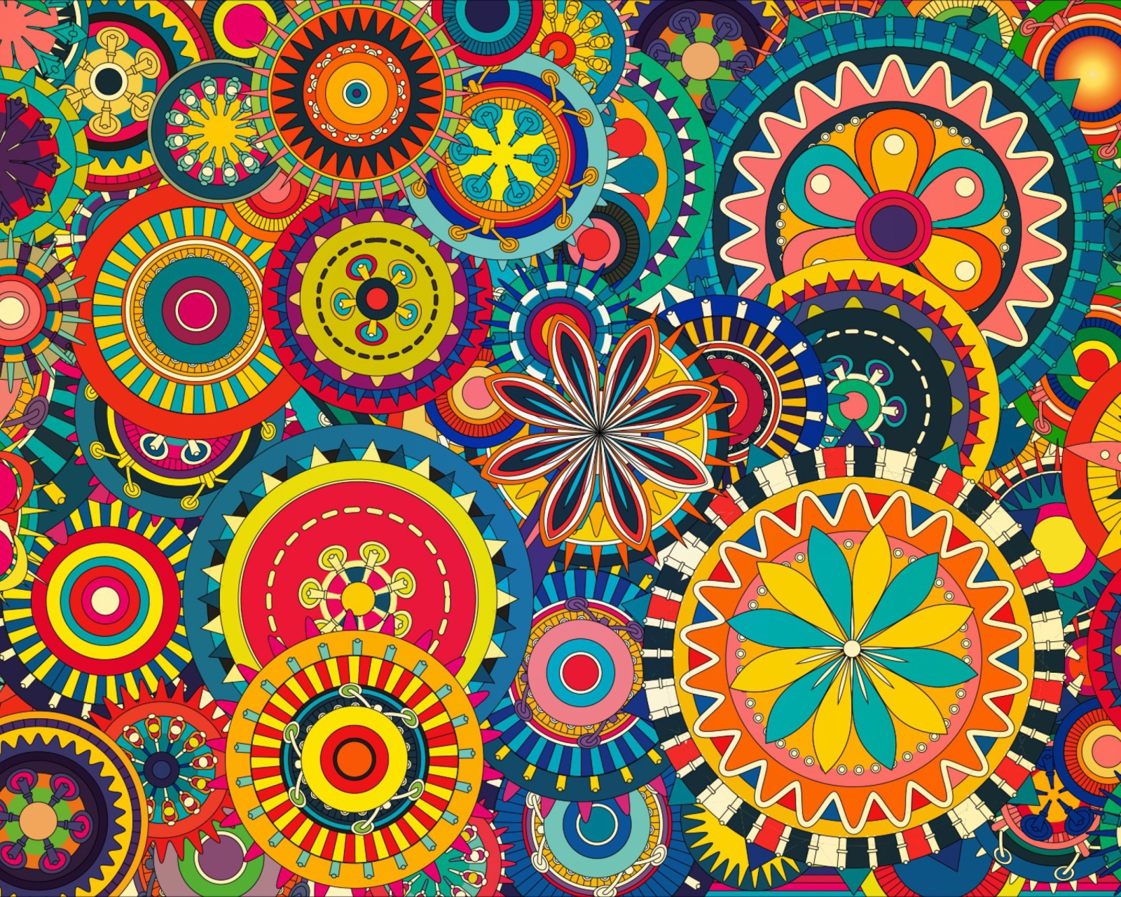 Обои Colorful Floral Shapes 1600x1280