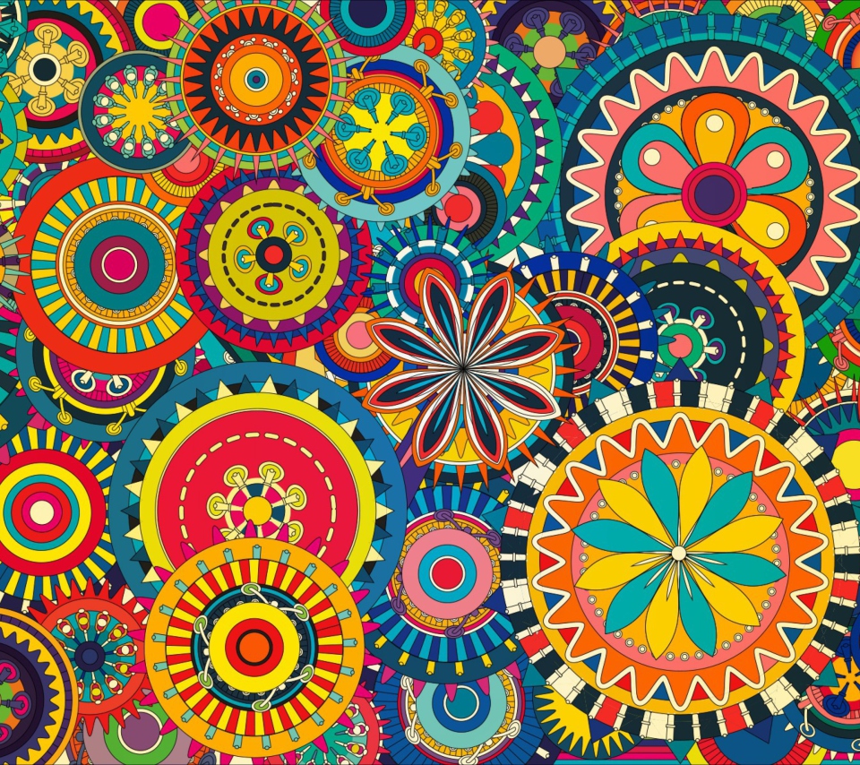 Das Colorful Floral Shapes Wallpaper 960x854