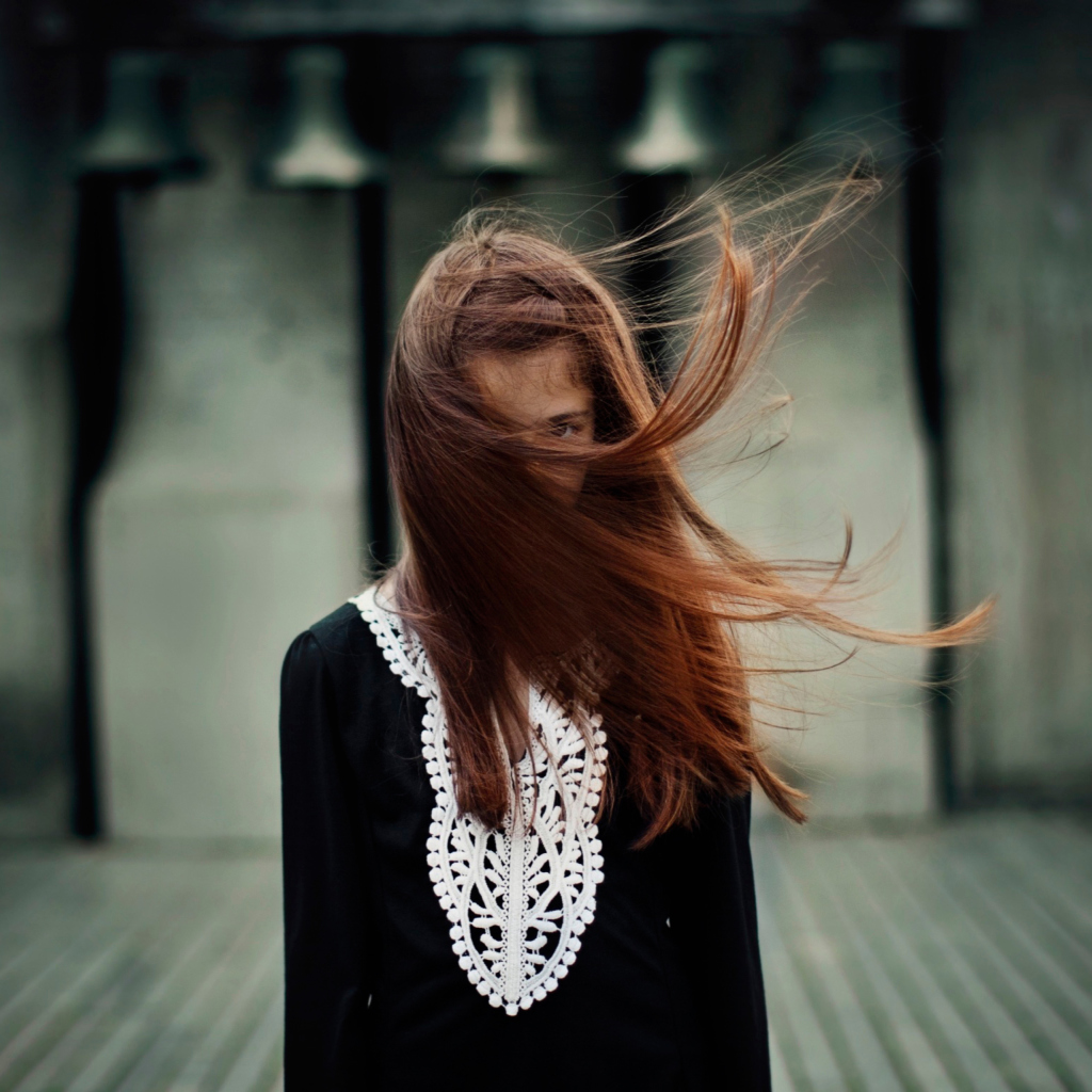 Brunette With Windy Hair wallpaper 1024x1024