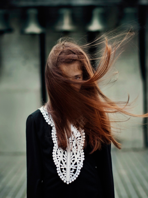 Brunette With Windy Hair screenshot #1 480x640