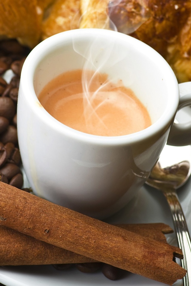 Sfondi Hot coffee and cinnamon 640x960