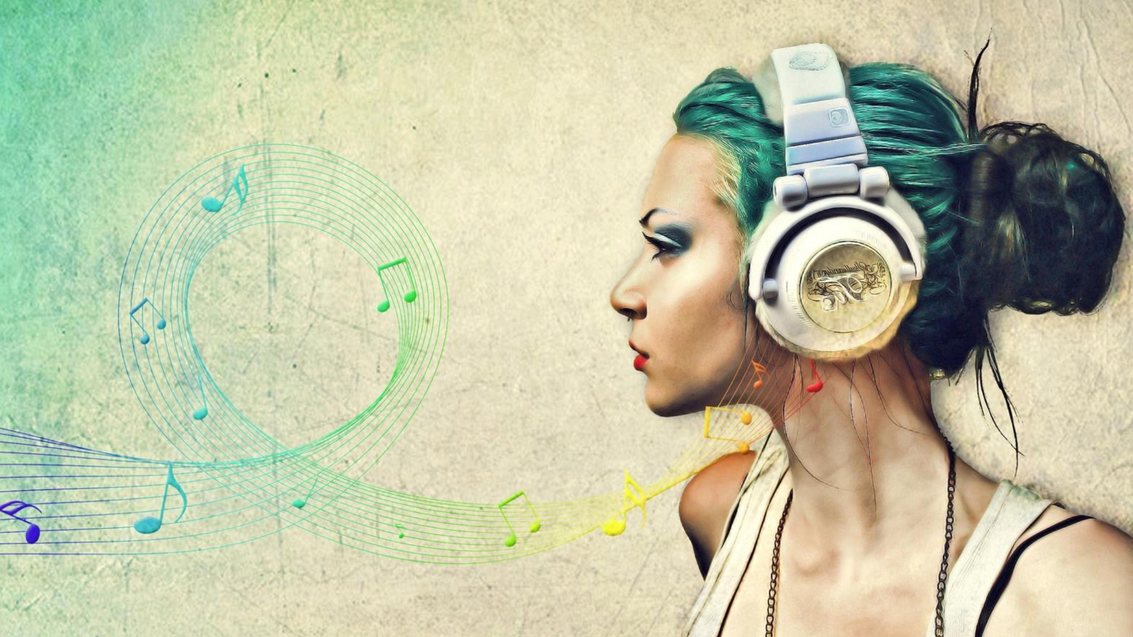 Girl With Headphones Artistic Portrait wallpaper 1600x900