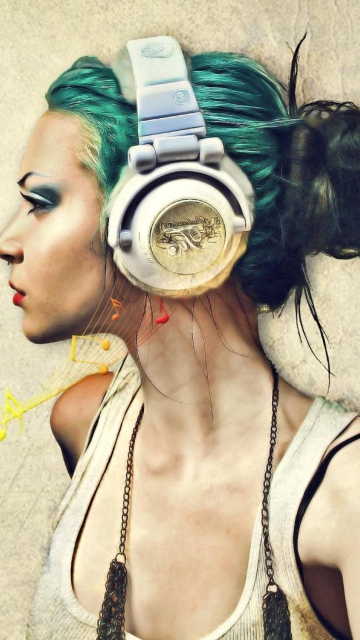 Screenshot №1 pro téma Girl With Headphones Artistic Portrait 360x640