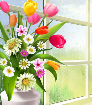 Summer Flowers Illustration sfondi gratuiti per Nokia Asha 305