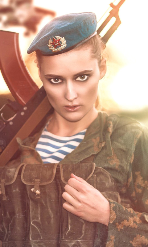 Russian Girl and Weapon HD wallpaper 480x800