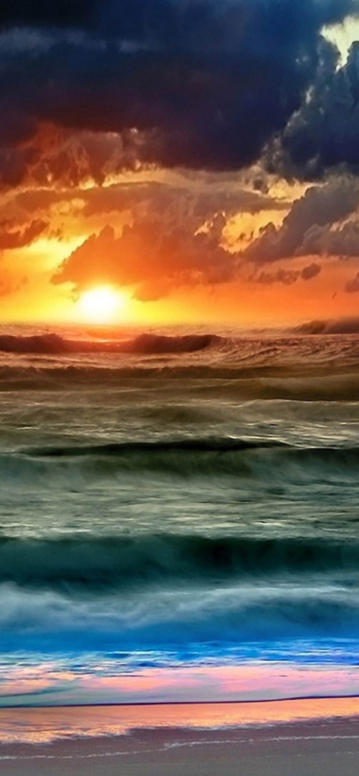 Sfondi Colorful Sunset And Waves 1170x2532