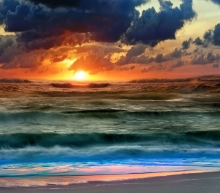 Colorful Sunset And Waves Background for iPad mini