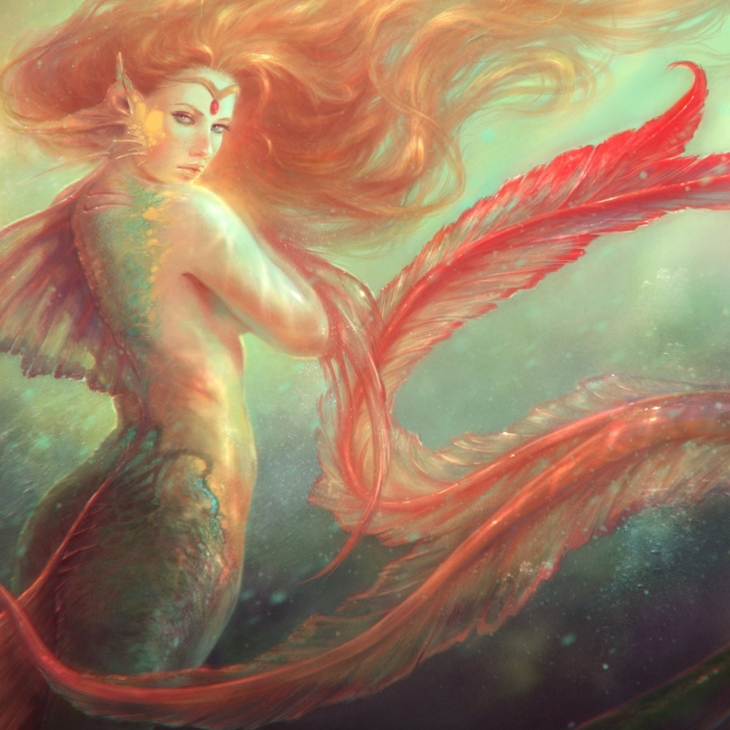 Fondo de pantalla Mermaid Painting 1024x1024