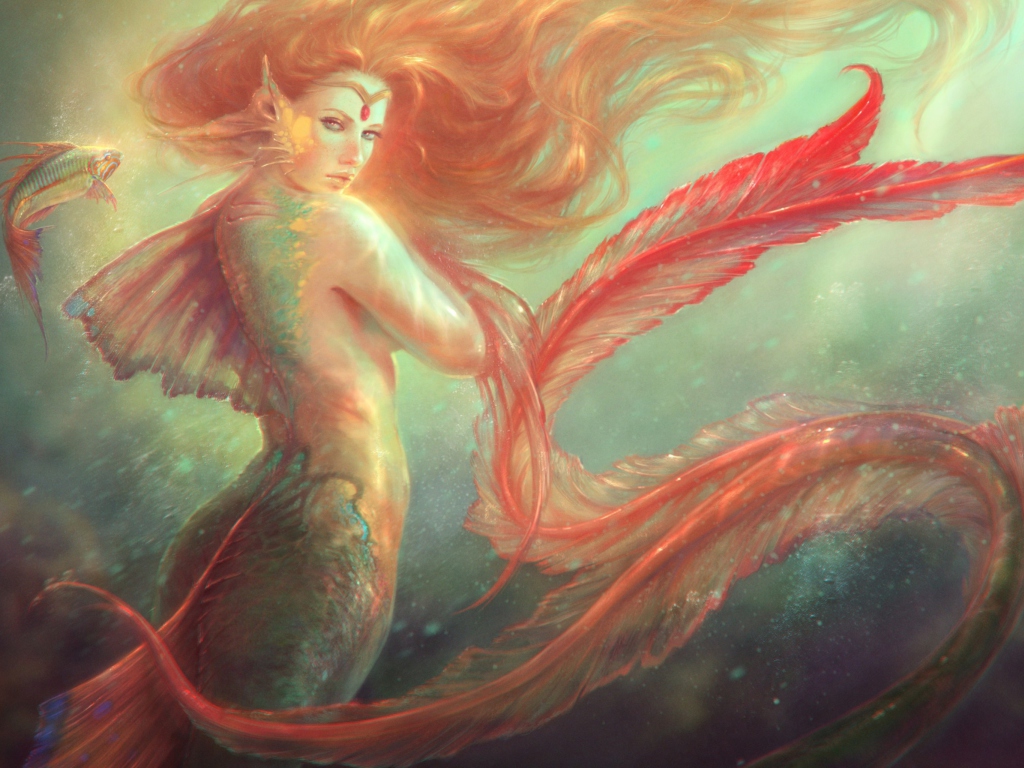 Обои Mermaid Painting 1024x768