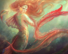 Das Mermaid Painting Wallpaper 220x176