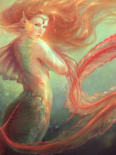 Das Mermaid Painting Wallpaper 240x320