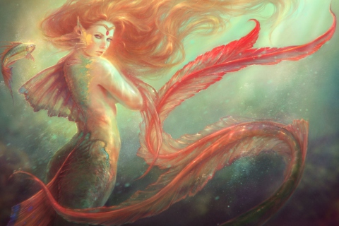 Das Mermaid Painting Wallpaper 480x320