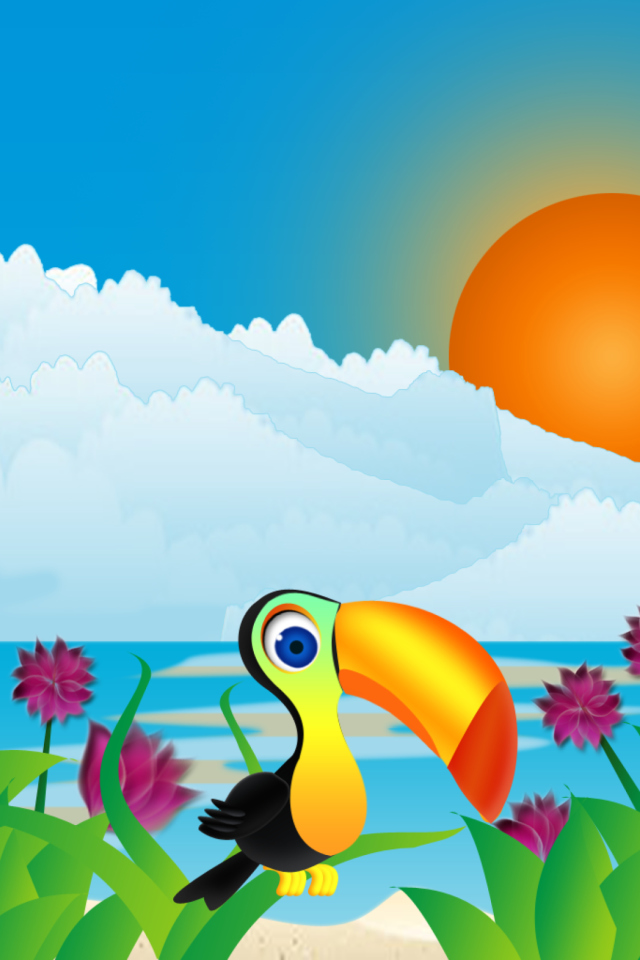 Toucan On Beach wallpaper 640x960