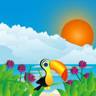 Kostenloses Toucan On Beach Wallpaper für iPad