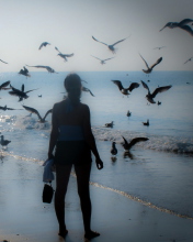 Girl And Seagulls screenshot #1 176x220