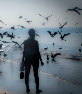 Girl And Seagulls sfondi gratuiti per Nokia Lumia 800