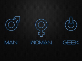 Sfondi Man Woman Geek Signs 320x240