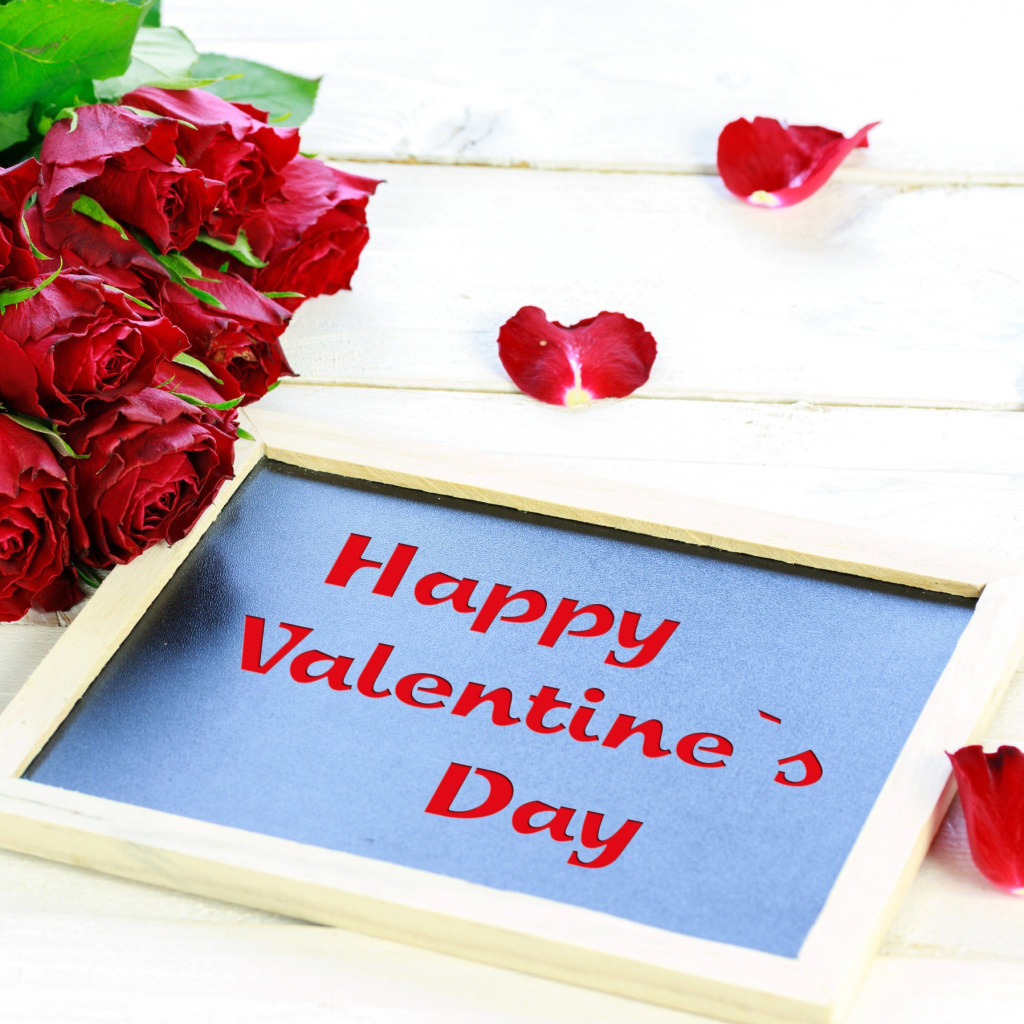Das Happy Valentines Day with Roses Wallpaper 1024x1024