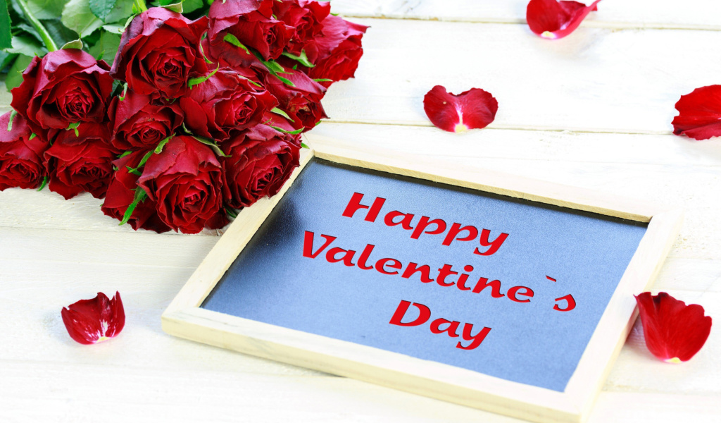 Happy Valentines Day with Roses wallpaper 1024x600