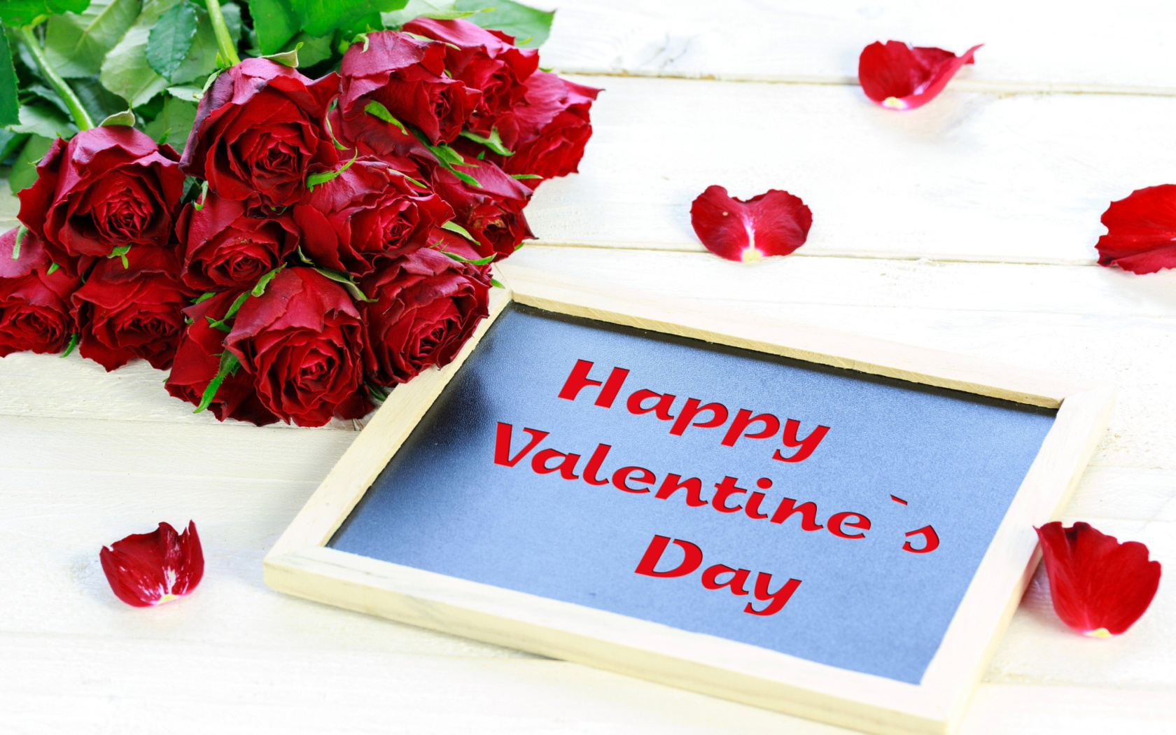 Обои Happy Valentines Day with Roses 1680x1050