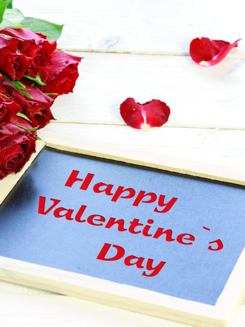 Обои Happy Valentines Day with Roses 480x640