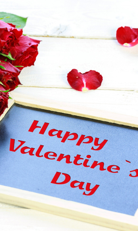 Обои Happy Valentines Day with Roses 480x800