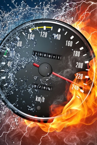 Das Fire Speedometer Wallpaper 320x480