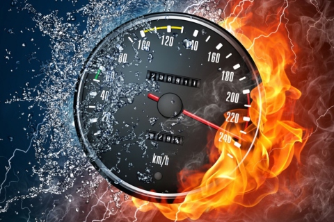 Fondo de pantalla Fire Speedometer 480x320