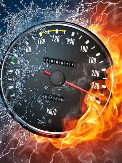 Das Fire Speedometer Wallpaper 480x640