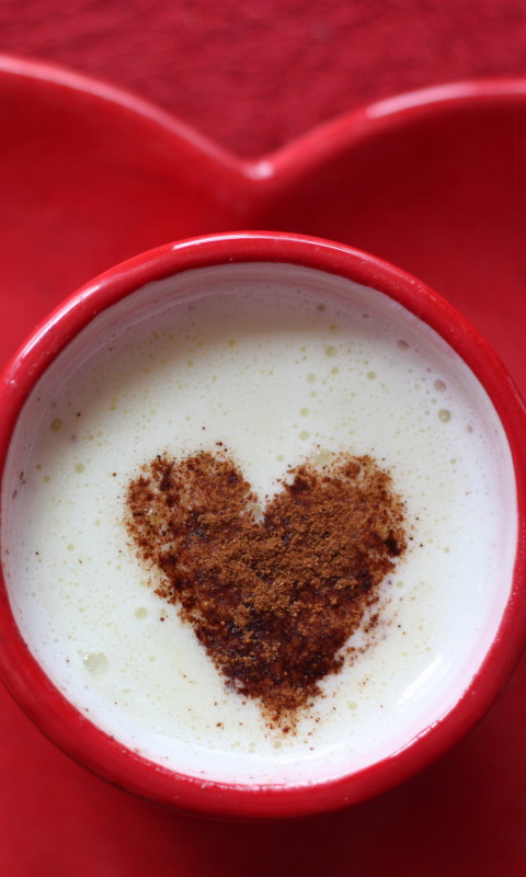 Das Small coffee mug and heart plate Wallpaper 480x800