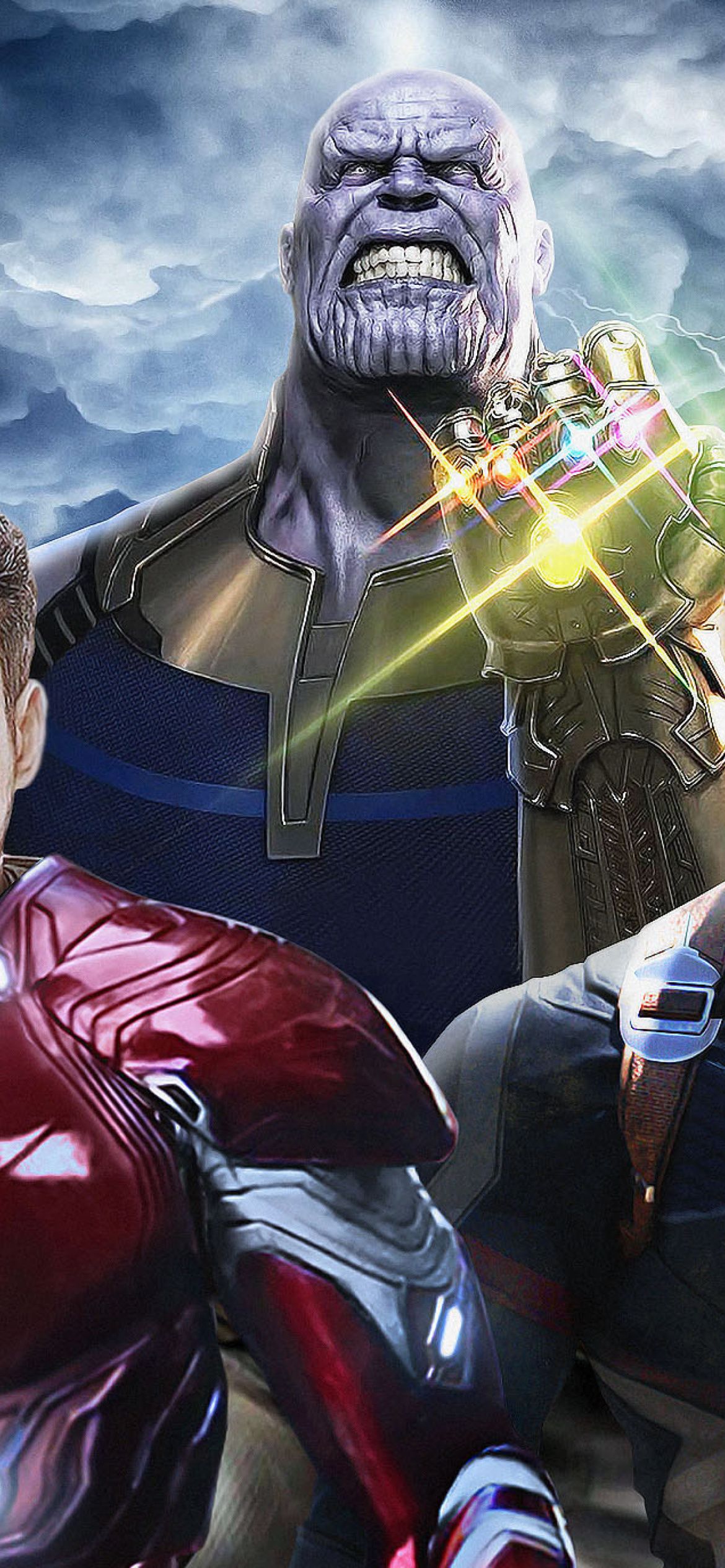 Avengers Infinity War with Captain America, Iron Man, Thanos wallpaper 1170x2532