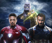 Fondo de pantalla Avengers Infinity War with Captain America, Iron Man, Thanos 176x144