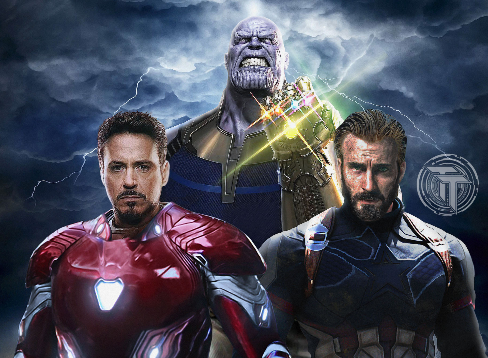 Обои Avengers Infinity War with Captain America, Iron Man, Thanos 1920x1408