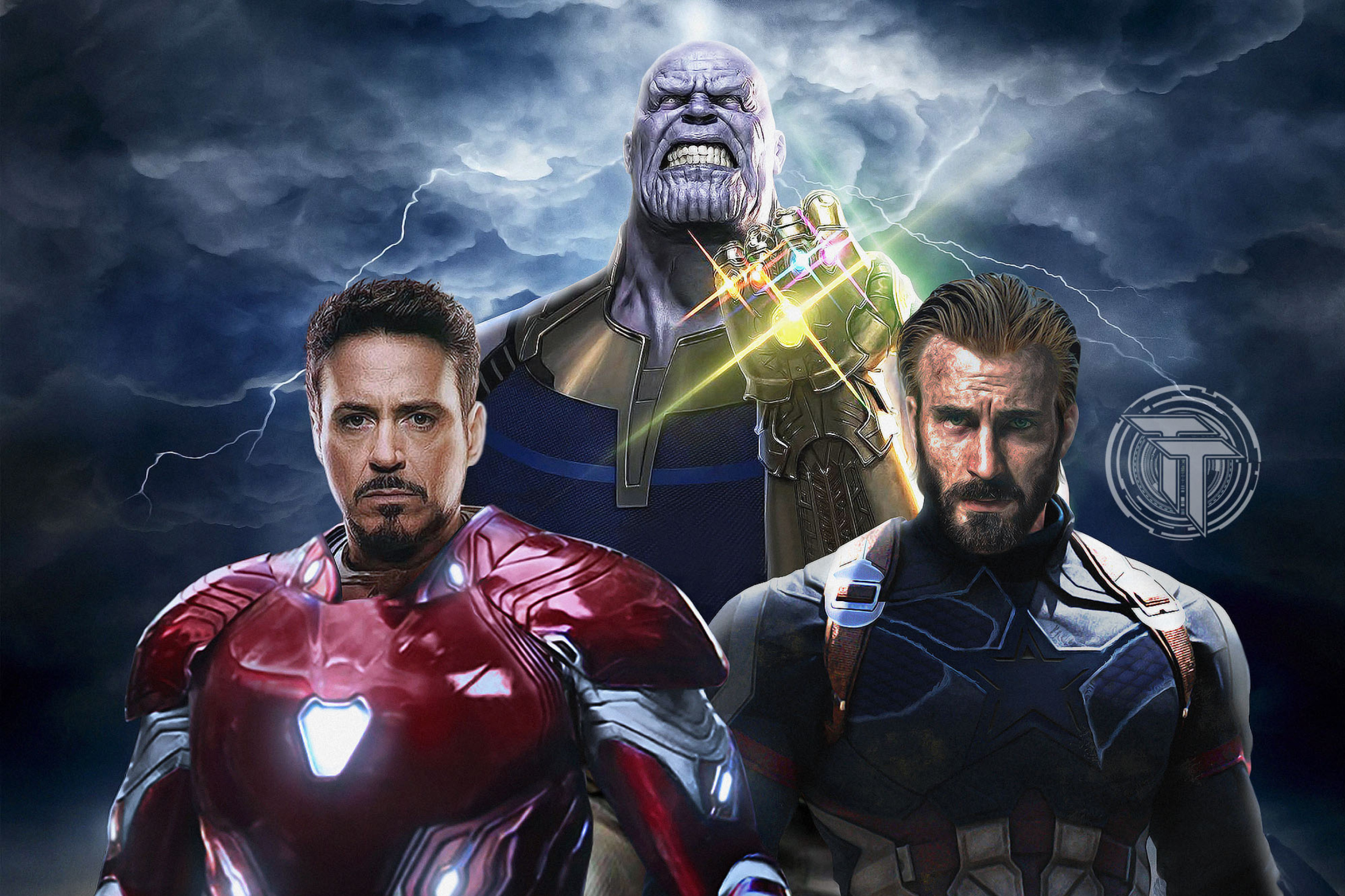 Fondo de pantalla Avengers Infinity War with Captain America, Iron Man, Thanos 2880x1920