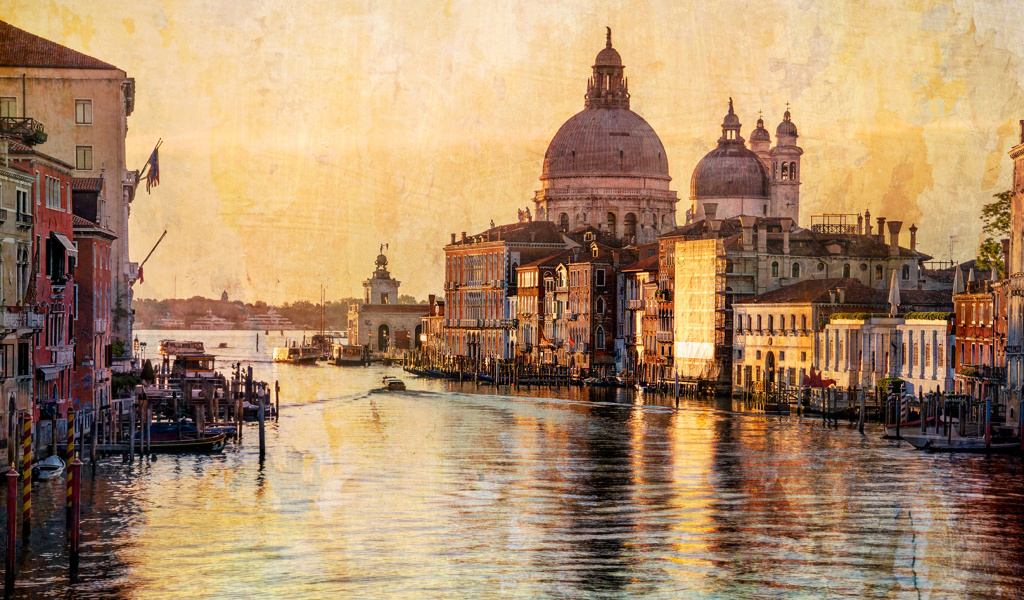 Das Venice Grand Canal Art Wallpaper 1024x600